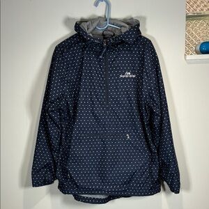 Charles River Navy Polka Dot Rain Jacket Princess Cruises L Hooded